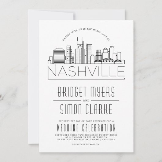 Nashville Wedding | Veldlijnuitnodiging voor styli Kaart (Voorkant)