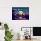 Nashville's Shelby Street Bridge Poster (Thuiskantoor)