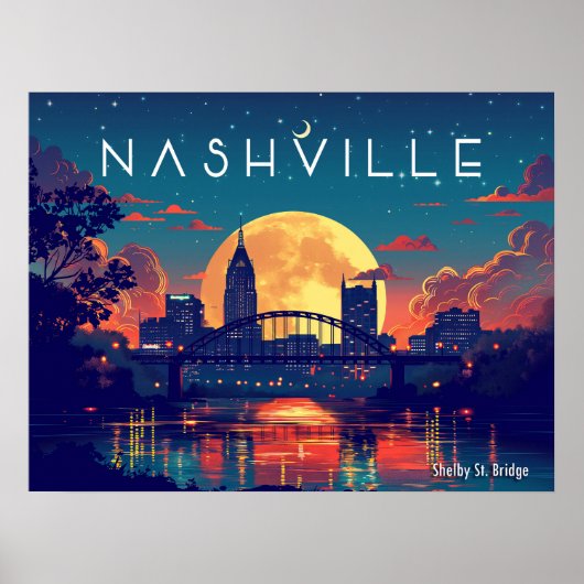 Nashville's Shelby Street Bridge Poster (Voorkant)
