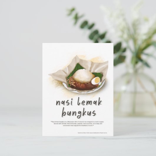 Nasi Lemak Bungkus Maleisië Briefkaart (Staand voorkant)