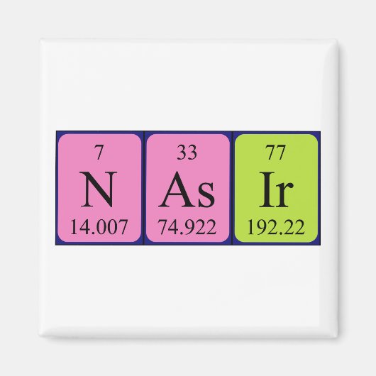Nasige periodieke lijstnaam magnet (Voorkant)