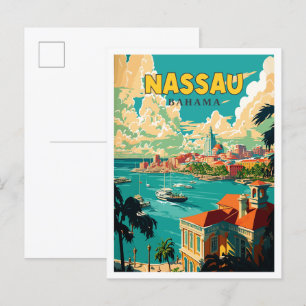 Nassau Bahama vintage reisillustratie Briefkaart