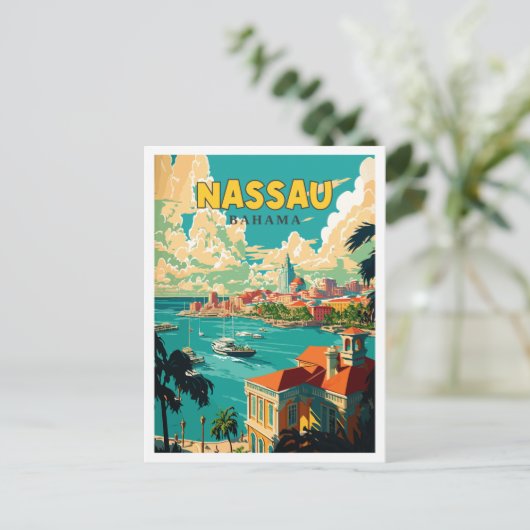 Nassau Bahama vintage reisillustratie Briefkaart (Staand voorkant)