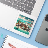Nassau Bahamas 3 inch Vinyl Sticker (Laptop met iPhone)