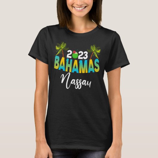 Nassau Bahamas Beach Palm Trees Sunset Vacking So T-shirt (Voorkant)