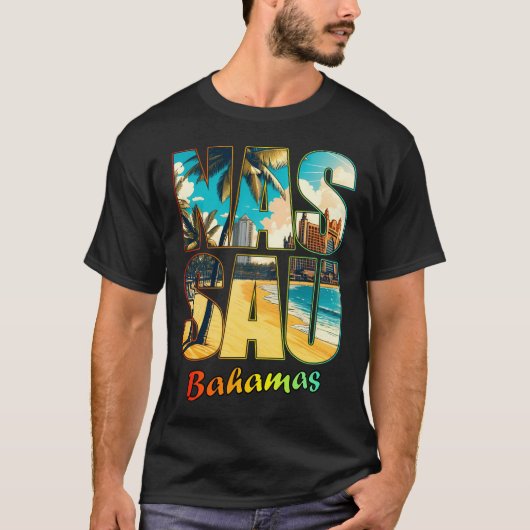 Nassau Bahamas Beach Paradise Zonnig Palm T-shirt (Voorkant)