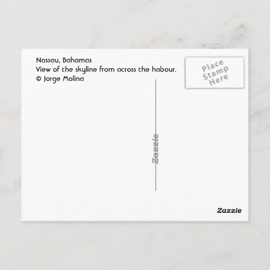 Nassau, Bahamas Briefkaart (Achterkant)