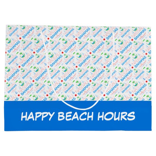 Nassau, Bahama's Kleurrijke tekst en Afbeeldingen  Groot Cadeauzakje (Achterkant)