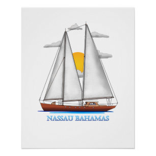 Nassau Bahamas Kustzoeker Nautical Sailor Perfect Poster
