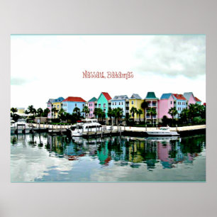 Nassau Bahamas marina briefkaart Poster