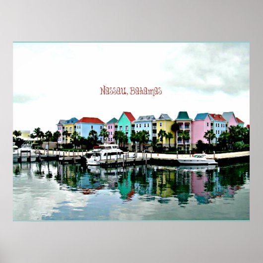 Nassau Bahamas marina briefkaart Poster (Voorkant)