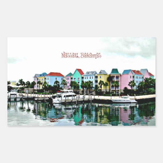 Nassau Bahamas marina Rechthoekige Sticker (Voorkant)