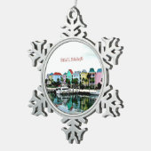 Nassau Bahamas marina Tin Sneeuwvlok Ornament (Rechts)