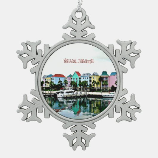 Nassau Bahamas marina Tin Sneeuwvlok Ornament (Voorkant)
