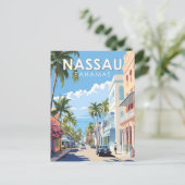Nassau Bahamas Reizen Kunst Vintage Briefkaart (Staand voorkant)