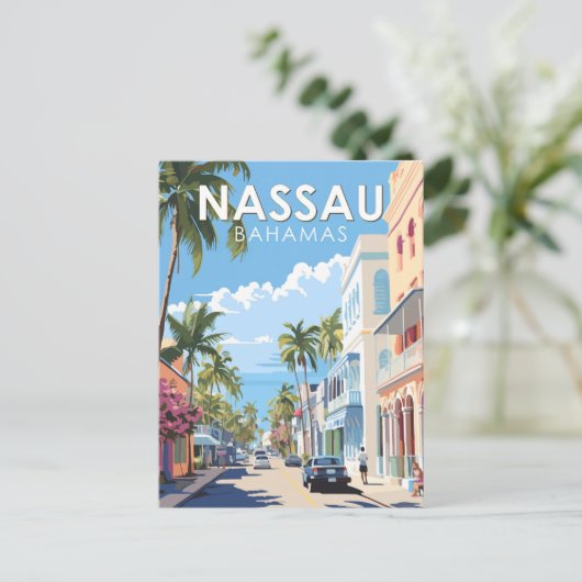 Nassau Bahamas Reizen Kunst Vintage Briefkaart (Staand voorkant)