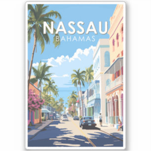 Nassau Bahamas Reizen Kunst Vintage Sticker