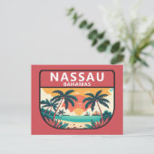 Nassau Bahamas Retro Embleem Briefkaart (Staand voorkant)