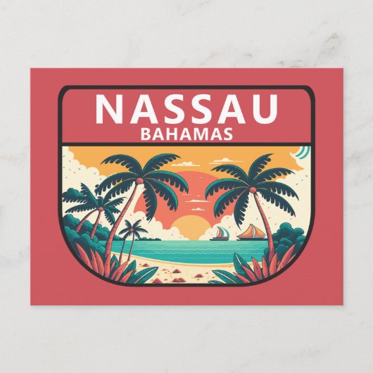 Nassau Bahamas Retro Embleem Briefkaart (Voorkant)