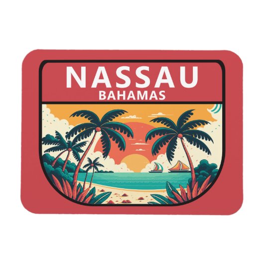 Nassau Bahamas Retro Embleem Magneet (Horizontaal)