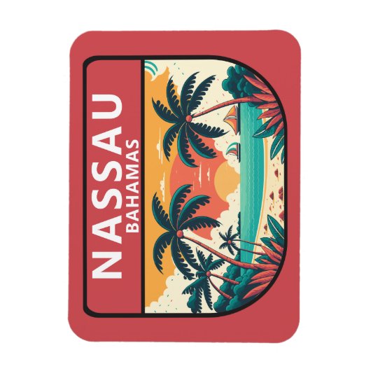 Nassau Bahamas Retro Embleem Magneet (Verticaal)
