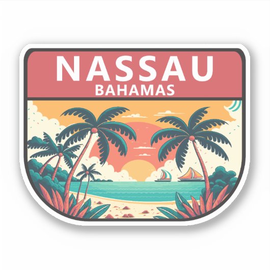 Nassau Bahamas Retro Embleem Sticker (Voorkant)