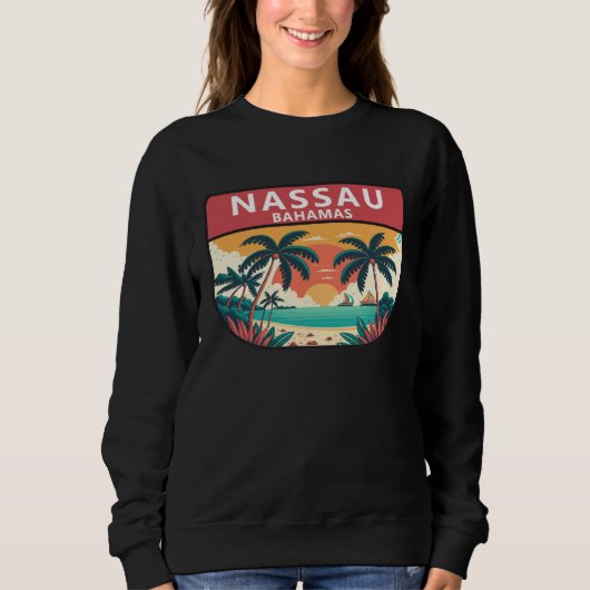 Nassau Bahamas Retro Illustrated Ocean Vintage Trui (Voorkant)