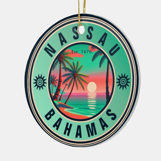 Nassau Bahamas Retro reizen Souvenir jaren 1950 Keramisch Ornament (Links)