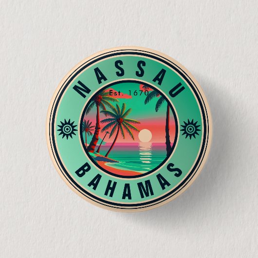 Nassau Bahamas Retro reizen Souvenir jaren 1950 Ronde Button 3,2 Cm (Voorkant)