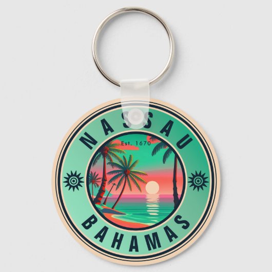 Nassau Bahamas Retro reizen Souvenir jaren 1950 Sleutelhanger (Voorkant)