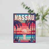 Nassau Bahamas Retro Sunset Souvenir jaren 1950 Briefkaart (Staand voorkant)