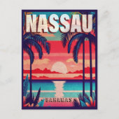 Nassau Bahamas Retro Sunset Souvenir jaren 1950 Briefkaart (Voorkant)
