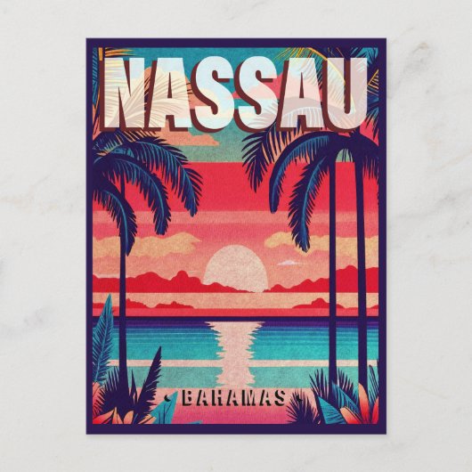 Nassau Bahamas Retro Sunset Souvenir jaren 1950 Briefkaart (Voorkant)