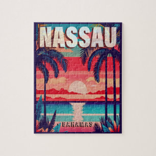 Nassau Bahamas Retro Sunset Souvenir jaren 1950 Legpuzzel