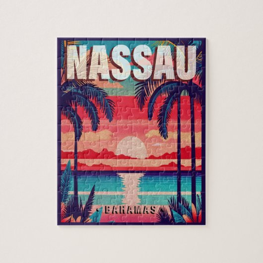 Nassau Bahamas Retro Sunset Souvenir jaren 1950 Legpuzzel (Verticaal)