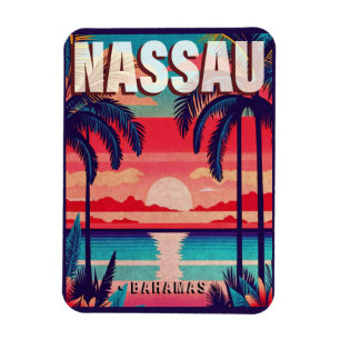 Nassau Bahamas Retro Sunset Souvenir jaren 1950 Magneet