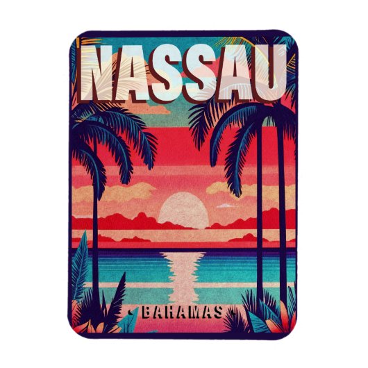 Nassau Bahamas Retro Sunset Souvenir jaren 1950 Magneet (Verticaal)