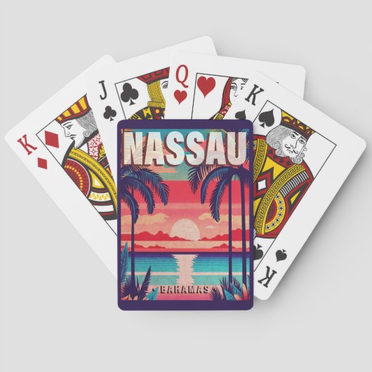 Nassau Bahamas Retro Sunset Souvenir jaren 1950 Pokerkaarten (Achterkant)