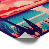 Nassau Bahamas Retro Sunset Souvenir jaren 1950 Poster (Hoek)