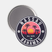 Nassau Bahamas Retro Sunset Souvenirs 80 Magneet (Voorkant / Achterkant)