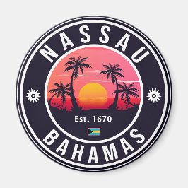 Nassau Bahamas Retro Sunset Souvenirs 80 Magneet