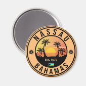 Nassau Bahamas Retro Sunset Souvenirs 80 Magneet (Voorkant / Achterkant)