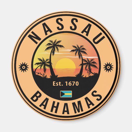 Nassau Bahamas Retro Sunset Souvenirs 80 Magneet (Voorkant)