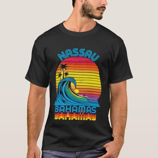 Nassau Bahamas Retro Throwback Surf & Beach Souven T-shirt (Voorkant)