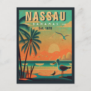 Nassau Bahamas Retro Zeemeeuw Souvenir jaren 1950 Briefkaart
