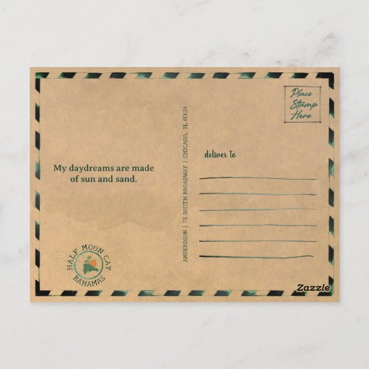 Nassau Bahamas Retro Zeemeeuw Souvenir jaren 1950 Briefkaart (Achterkant)