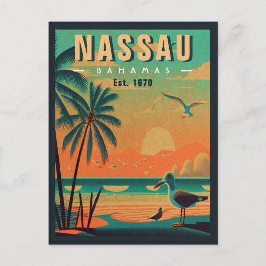 Nassau Bahamas Retro Zeemeeuw Souvenir jaren 1950 Briefkaart (Voorkant)