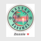 Nassau Bahamas Retro Zonsondergang reizen Souvenir Sticker (Vel)
