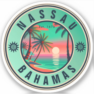 Nassau Bahamas Retro Zonsondergang reizen Souvenir Sticker