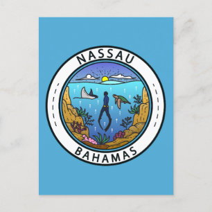 Nassau Bahamas Scuba Badge Briefkaart